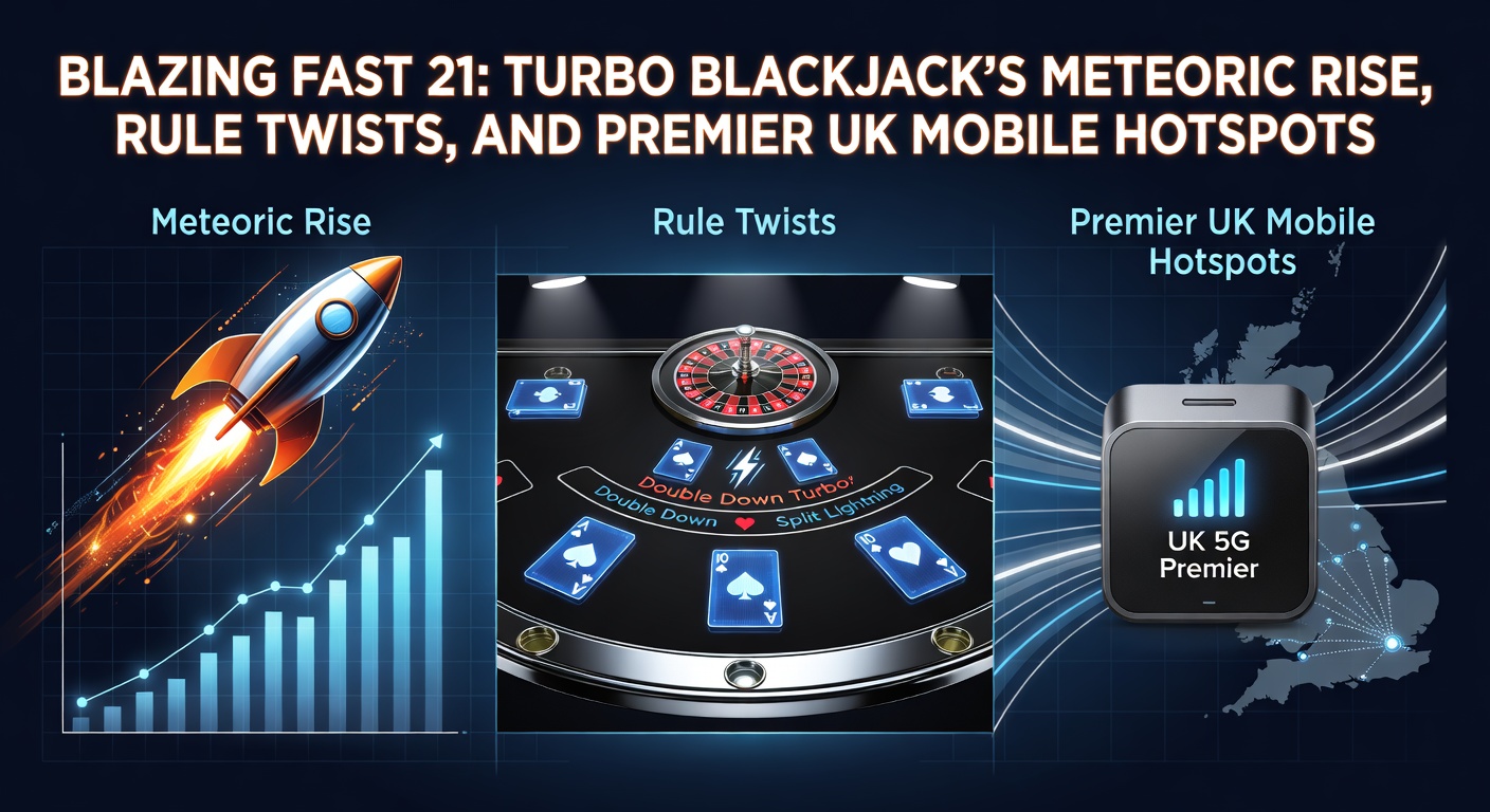 Dynamic screenshot of Turbo Blackjack gameplay on a UK mobile app, showing fast-paced cards flying across the screen with a timer ticking down