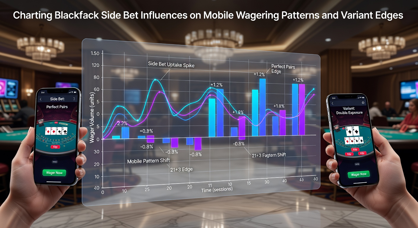 Mobile blackjack interface showing side bet options alongside main wager controls on a smartphone screen