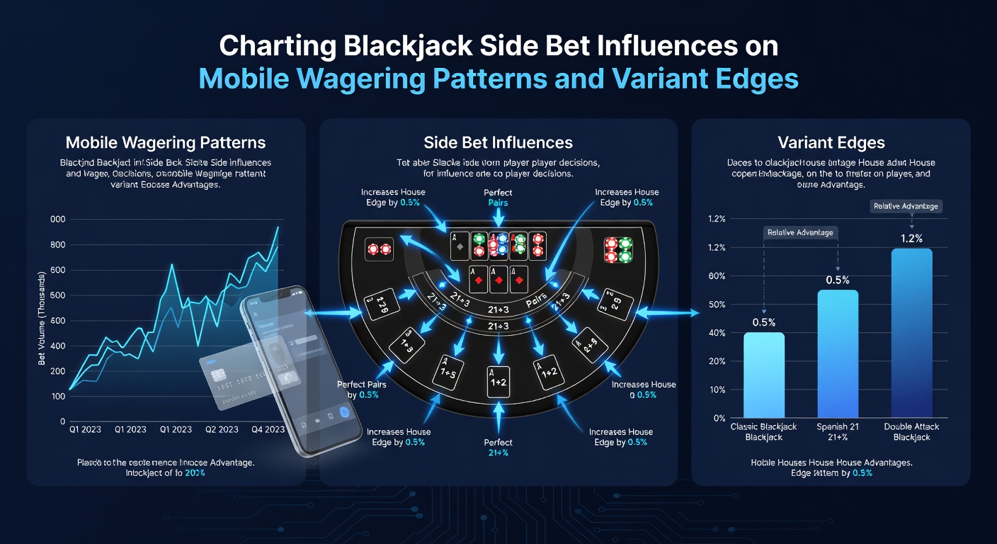 Analytics dashboard displaying side bet participation rates and edge fluctuations across blackjack variants on mobile devices