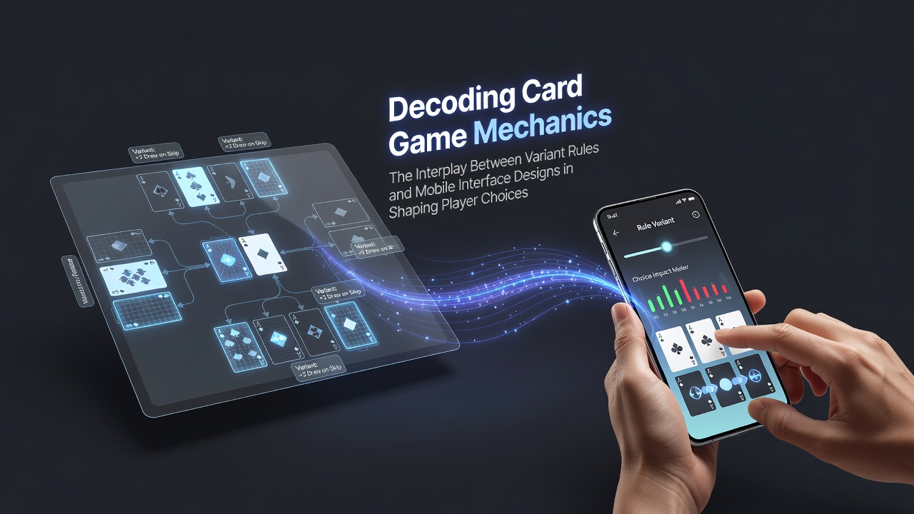 Mobile interface displaying various card game variant options with rule adjustments and player selection menus