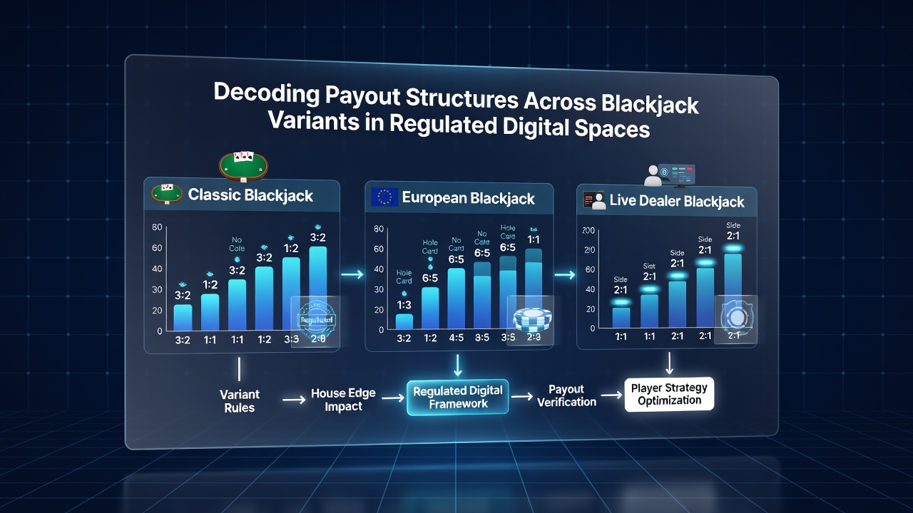 Close-up view of payout tables and variant rule cards displayed on a mobile blackjack application interface