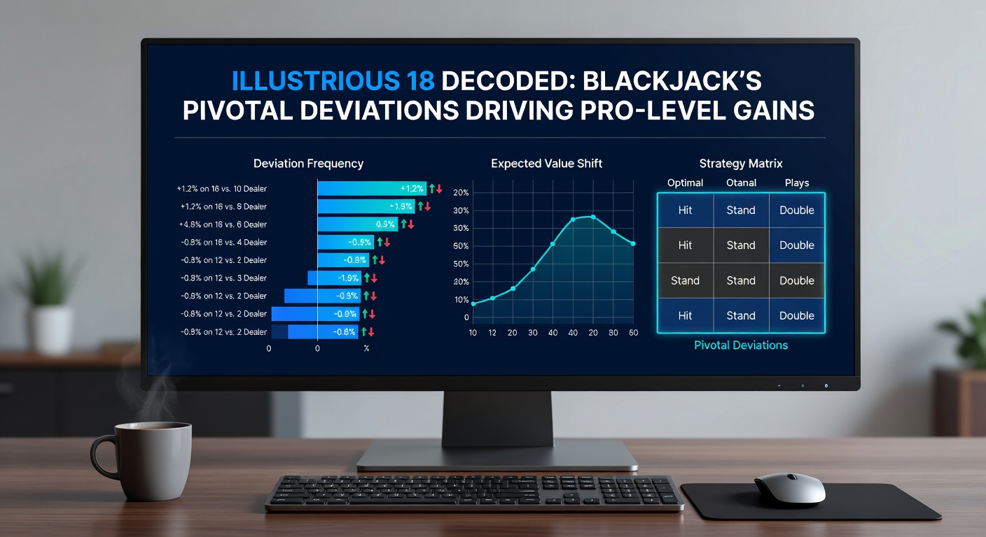 Close-up of blackjack strategy chart highlighting Illustrious 18 deviations with true count indicators