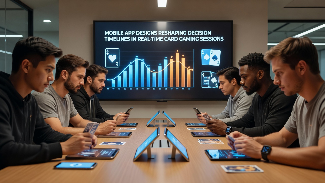 Close-up view of player interacting with mobile card game during live session showing quick decision gestures