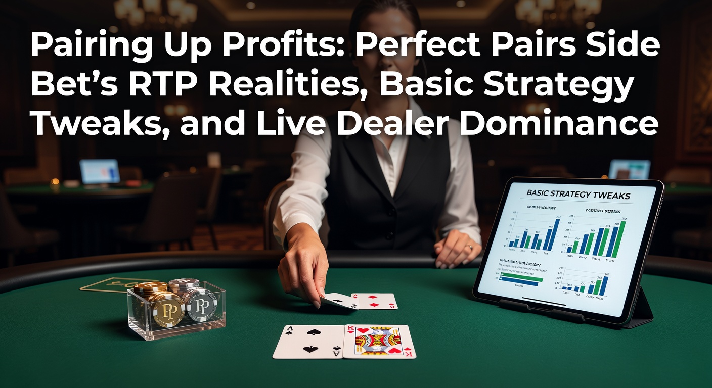 Blackjack table featuring Perfect Pairs side bet with cards forming a suited pair, highlighting payout potential in a live dealer setting