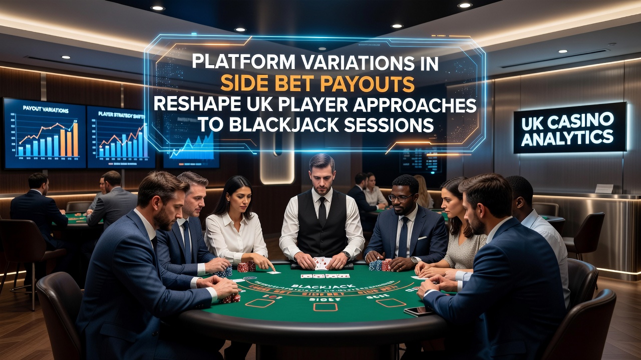 Blackjack table showing side bet options with payout variations across different online platforms