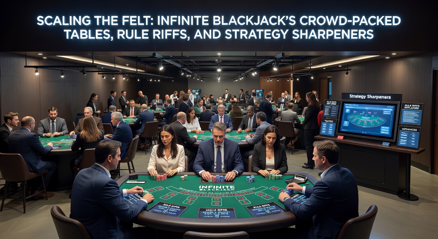 Close-up of Infinite Blackjack interface showing multiple player bets on shared cards, with chat exploding and multipliers lighting up the screen